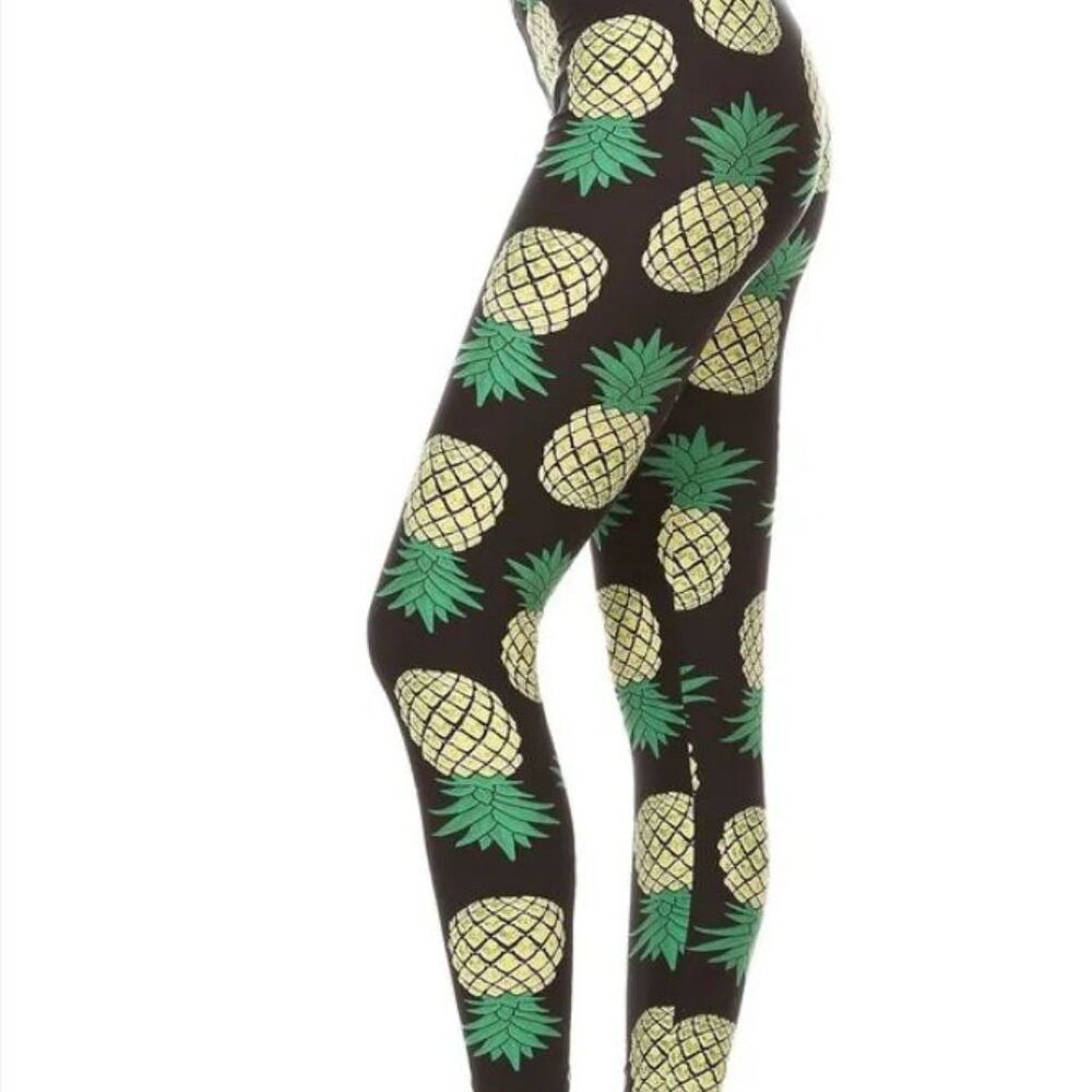 Buttery Soft Pineapple Print One Size Leggings
